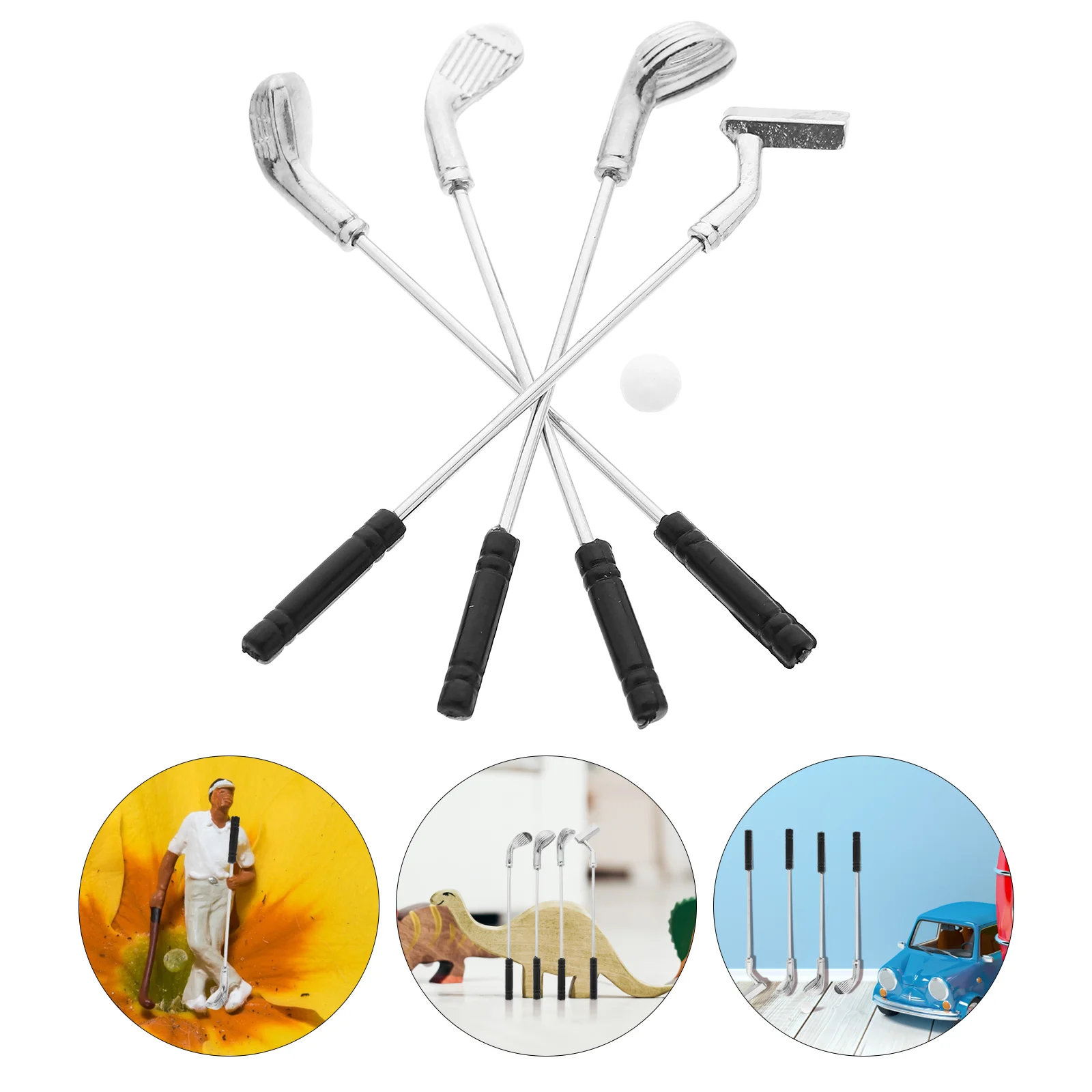 Miniature Golf Clubs ชุด 12 Scale Mini House อุปกรณ์กีฬาวัสดุแบบพกพาตกแต่งของเล่นเด็กของขวัญ Miniature ของเล่น