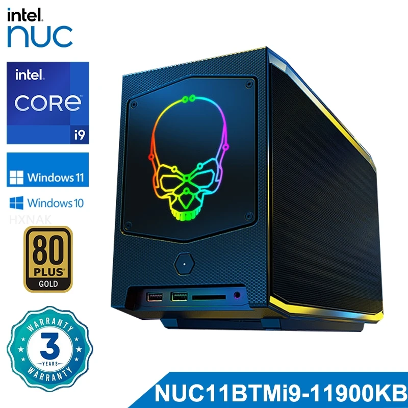 Procesador de i9-11900KB Intel NUC11BTMi9 Core, 4,9 GHz, gráficos UHD, Mini PC, Windows 11, Thunderbolt 4, 3x4K, 6E, Ordenador de juegos ITX Host