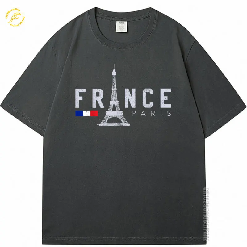

France Paris Oversized T-Shirt French Flag Eiffel Tower Souvenir Gift TShirt Clothing Y2K T Shirts For Men Pure Cotton Top Tee