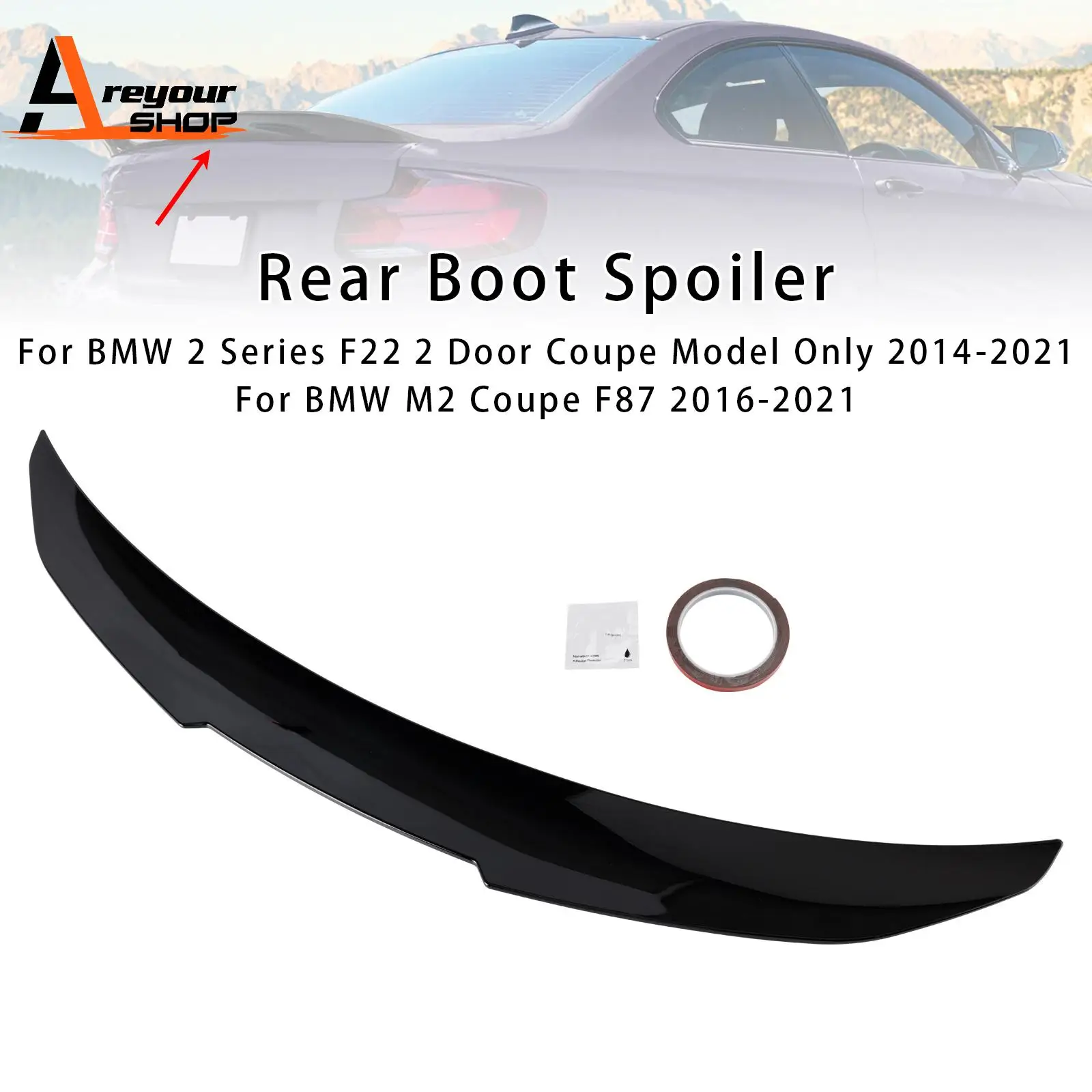 

Глянцевый черный задний спойлер для BMW 2 серии F22 F87 2014-2021 Coupe PSM Style