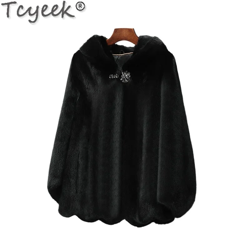 Tcyeek Natural Mink Fur Coat Women 2024 Winter Clothes Women's Fur Jackets Hooded Real Fur Coats Female Whole Mink Abrigo Mujer