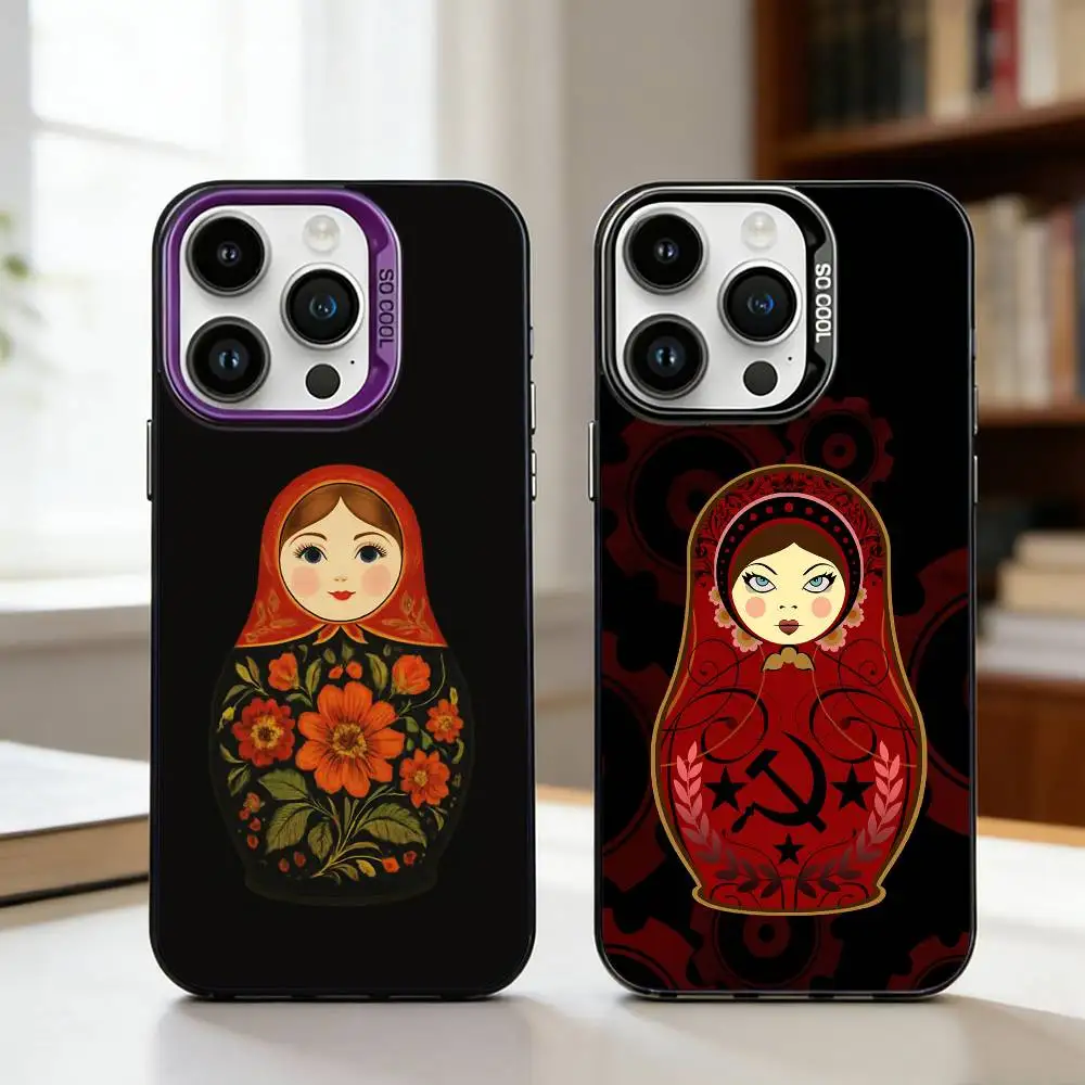

Russian Dolls M-Matryoshka Phone Case For iPhone17,16,15,14,13,12,11,Pro,MAX White Matte Shockproof Cover