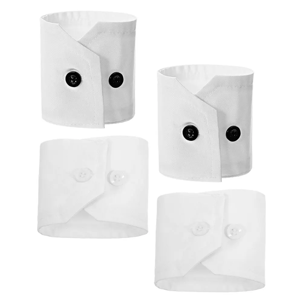 

2 Pair Decorative Cuffs Detachable Fabric Sleeves Wrist Blouse Accessories Fashionable Fake Elegant Design Square Button
