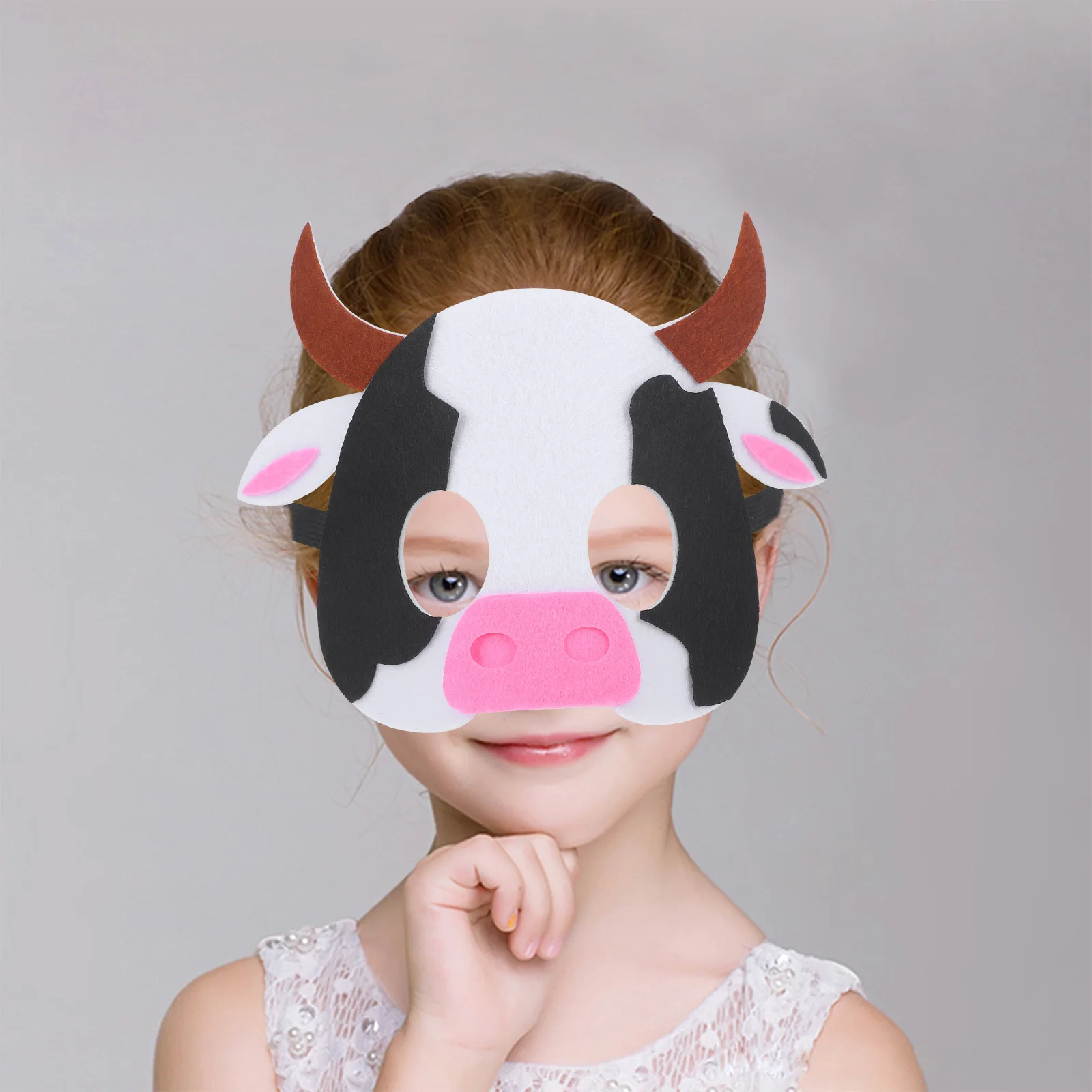 

3Pcs Animal Cow Masks Non-Woven Fabric Comfortable Kids Party Masks Halloween Costume Cute Cartoon Animal Design