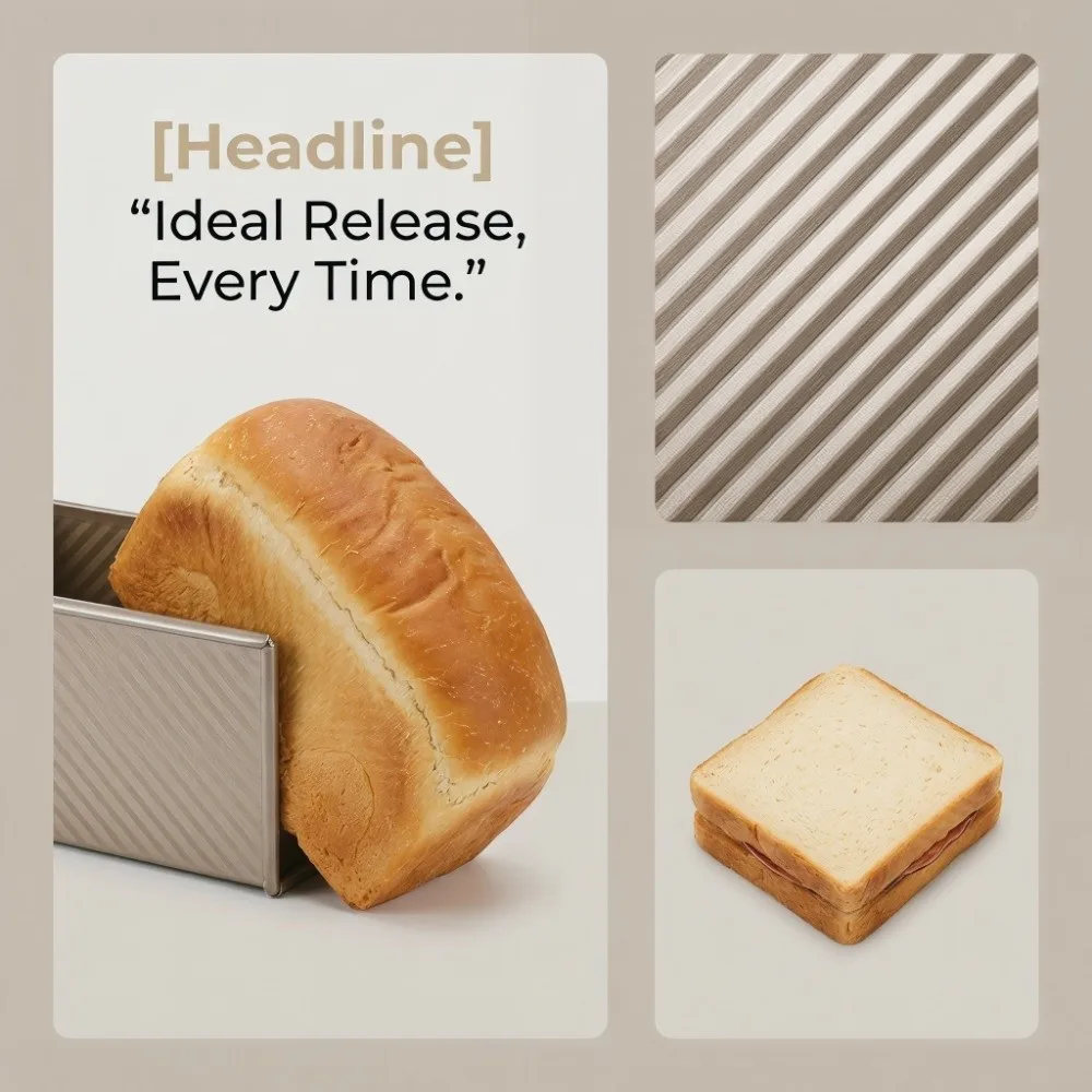 450g Capacity Pullman Loaf Pan Carbon Steel Non Stick Coating Toast Box Gold Bottom Vent Holes Bread Mold