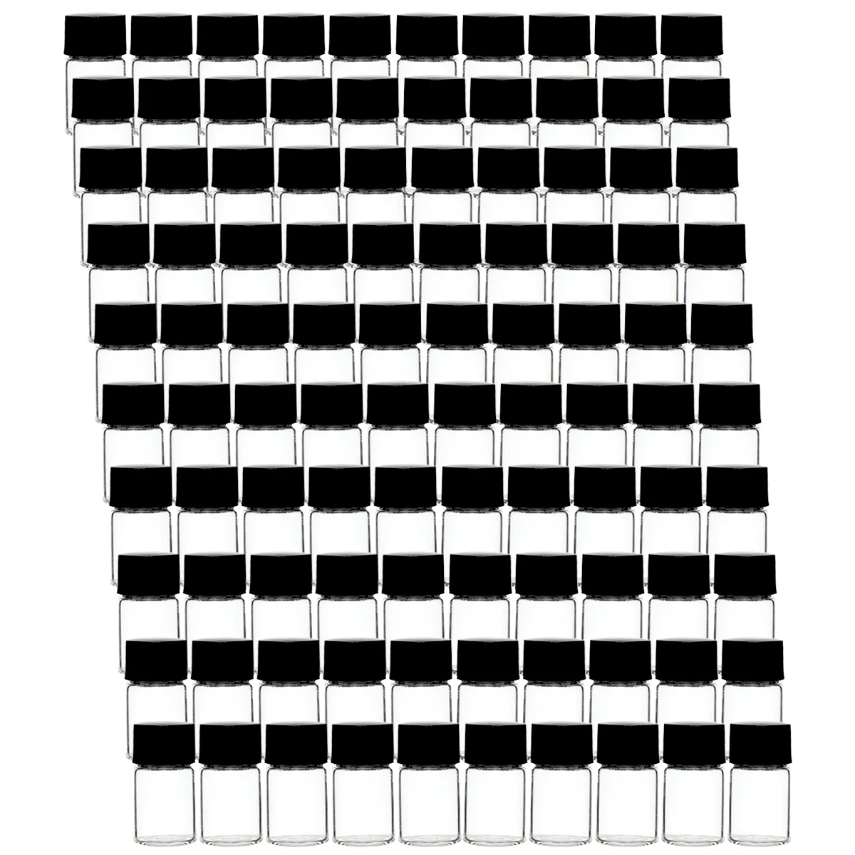 100 x 2ML Mini Clear Glass Essential Oil Bottle 2cc Transparent Samples Glass Vial White Black Cap Small Cosmetic Containers