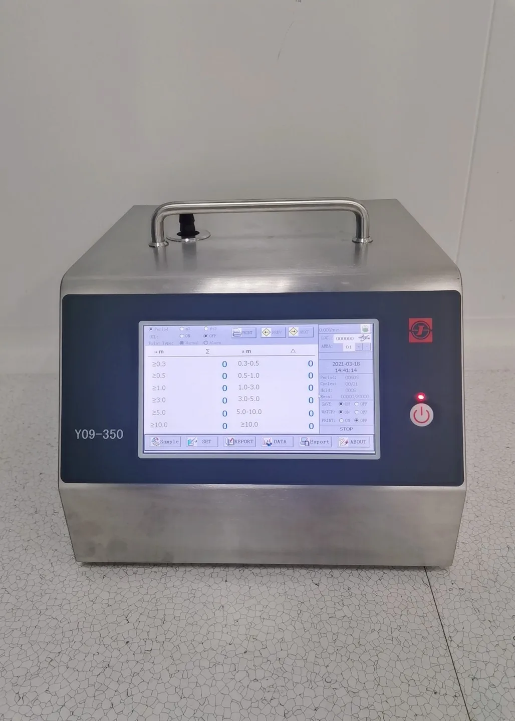 Sujing Y09-550/Y09-350/Y09-5100 Particle Counter LCD Display DC Powered Metal Construction Cleanroom Monitoring Built-in