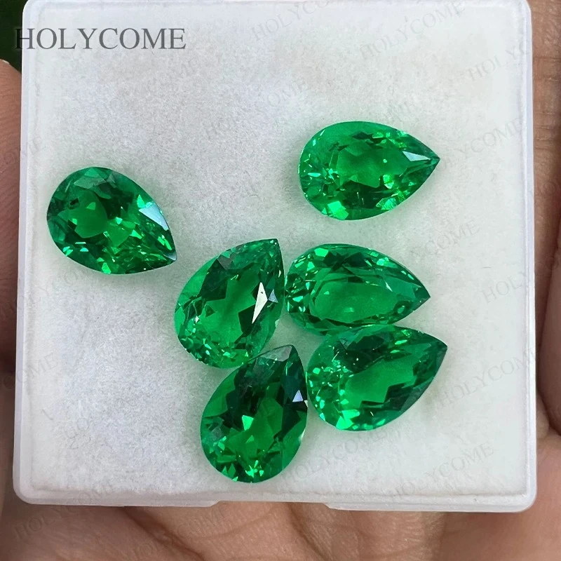 

Искусственно выращенный в лаборатории колумбийский изумруд грушевидной огранки 3x5мм-10x14мм, на выбор, AGL, свободный камень для изготовления женских колец, серег, подвесок
