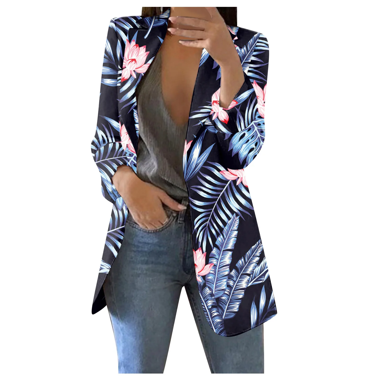 Plant Pattern Round Neck Simple Suit Loose 3d Printing Cross-Border Women's Autumn Style Factory Direct SalesWL6