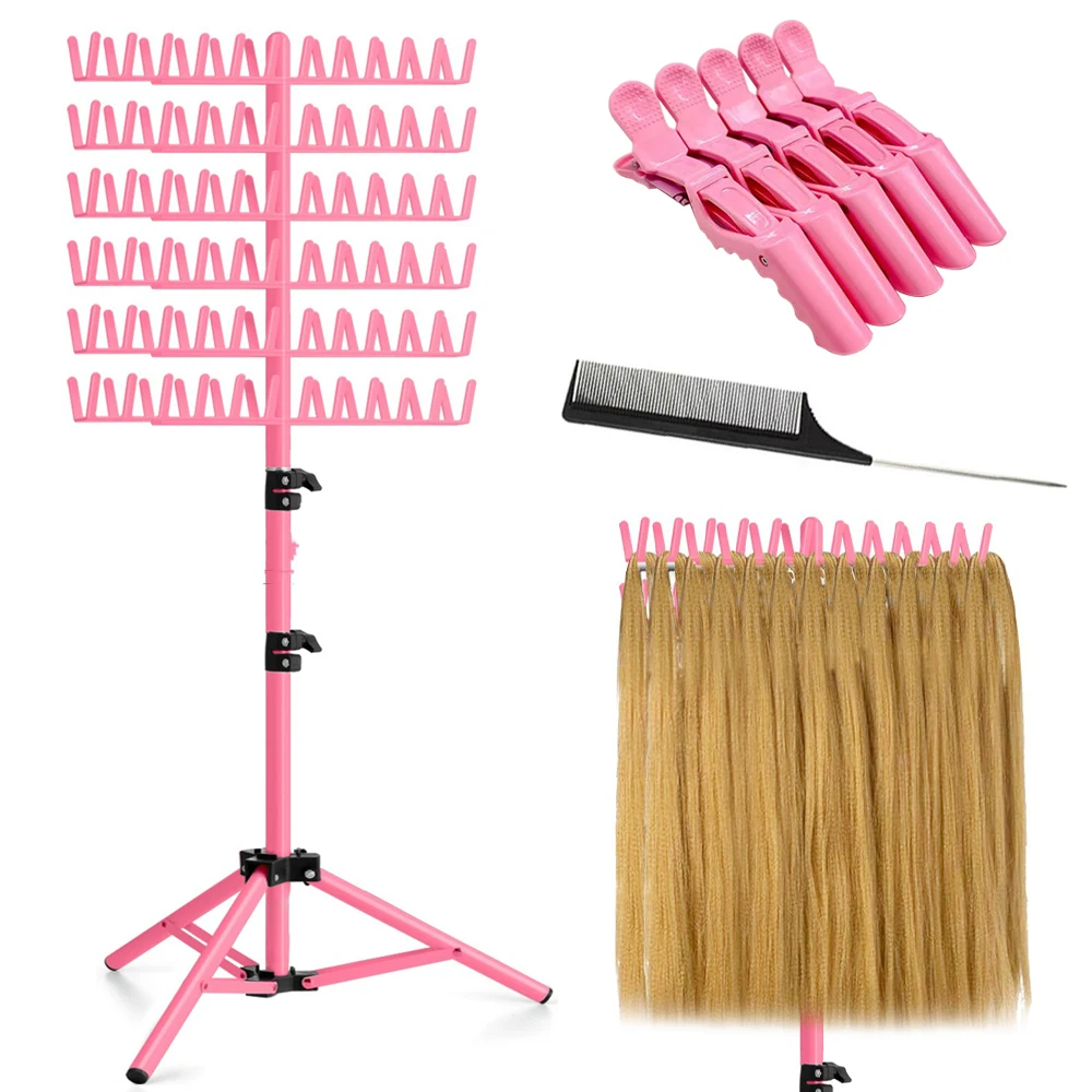 Nunify رف الشعر للتضفير 144 أوتاد مقسم ل فاصل حامل عرض تجديل رف الشعر الدائمة تمديد حامل شماعات #5