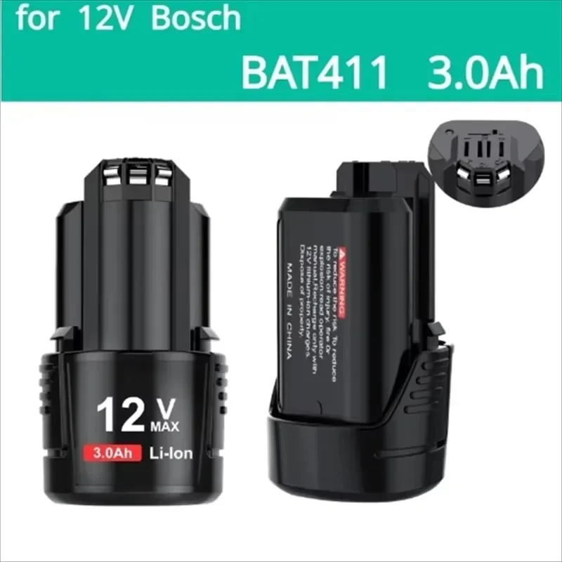 Batterie rechargeable Li-ion pour Bosch, chargeur de batterie, 12 V, 10,8 V, 3,0 Ah, BAT411, BAT411A, BAT412, BAT412A, BAT413, BAT413