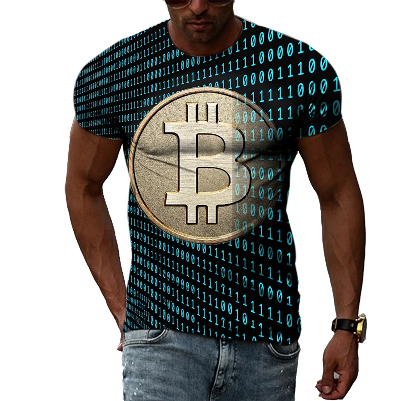 Summer Fashion Hot Sell Bitcoin graphic t shirts For Men Casual Personality Trendly 3D Print harajuku style short sleeve t-shirt