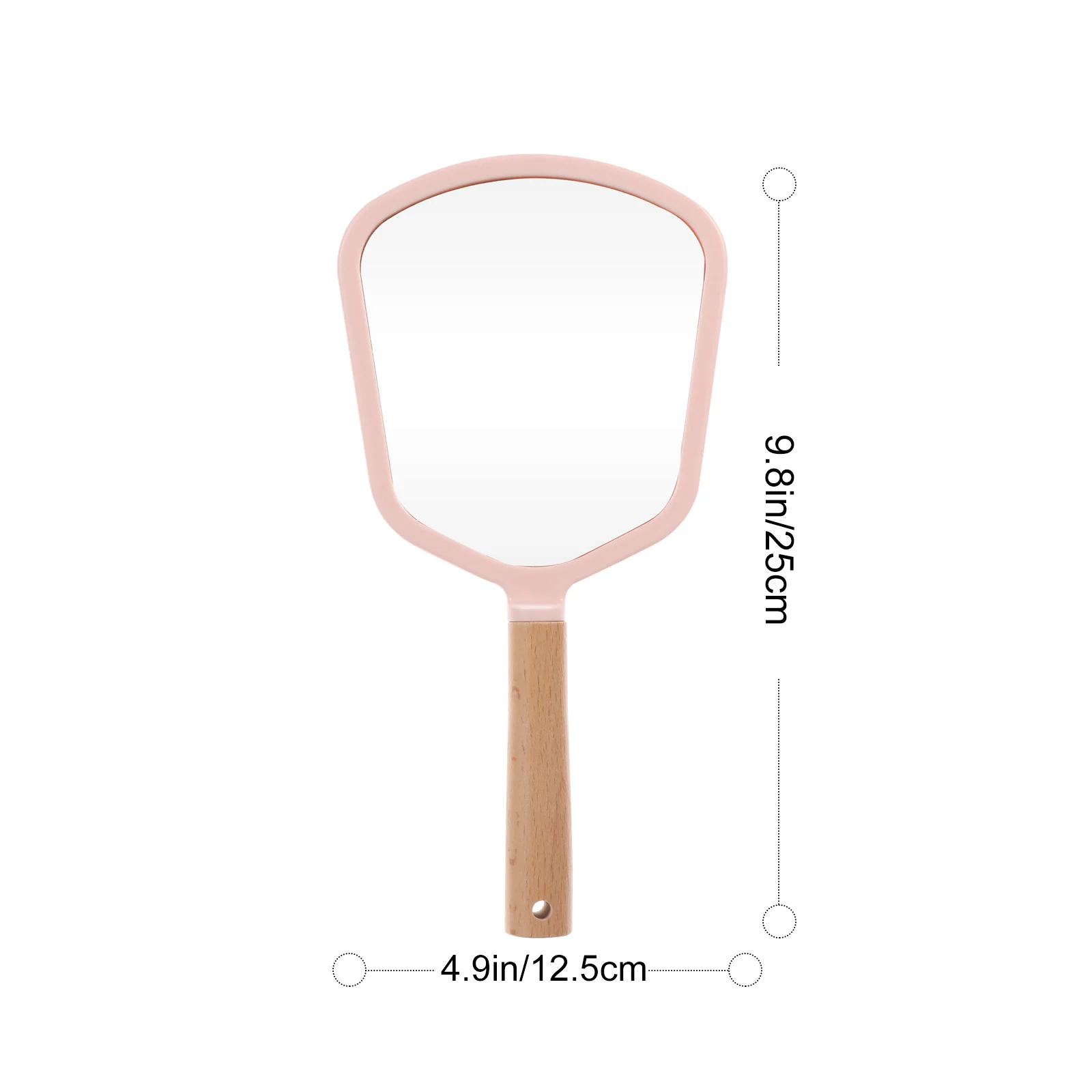 1 個プレミアムハンドヘルドミラー無垢材ハンドルデザインポータブル化粧鏡楕円形形状 HD 画像旅行用