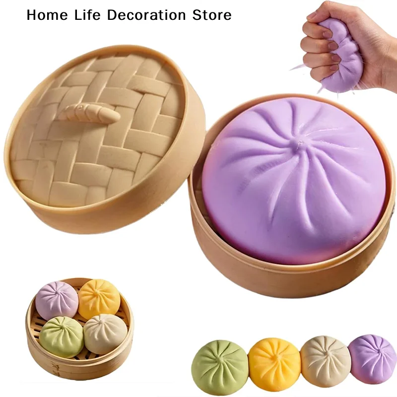 

【TG】Giant Mystery Dumpling Squishy Soft Stretchy Bun with Food Steamer Design Pinchable Fingertip Fun Play and Squishy Lovers