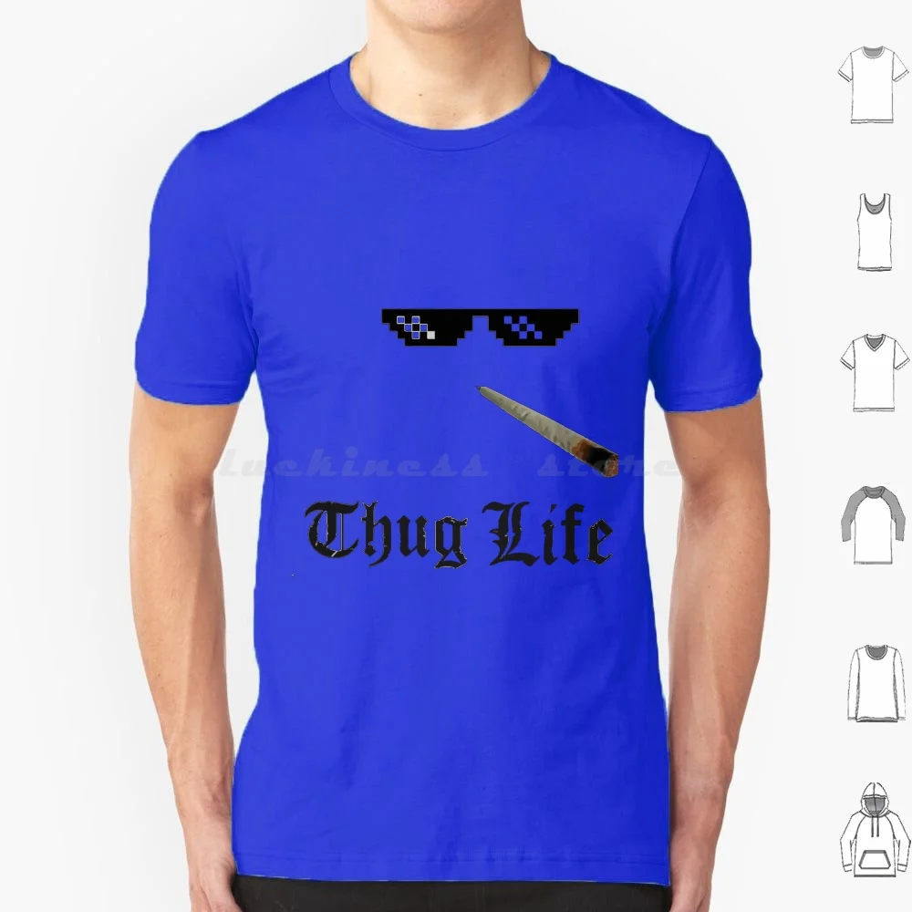 Thug Life Logo T Shirt 6xl Cotton Cool Tee Angle Text Logo Video Editing Video Picsart Photo Studio Music Move Line Brand App