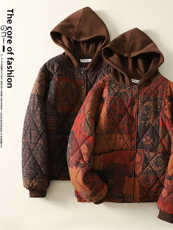 

Теплая хлопковая куртка Thiened, женское повседневное зимнее пальто с капюшоном в стиле ретро, большие размеры, утягивающее корейское пальто Sle 2025