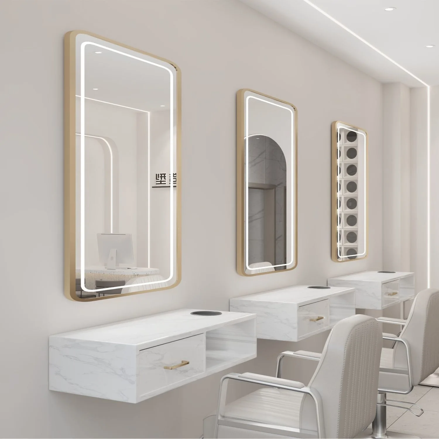 60x80cm Smart LED Bathroom Mirror 24x32 Inch Square Anti-Fog Dimmable Backlit Touch Screen Wall Mounted Vanity Mirror Decor