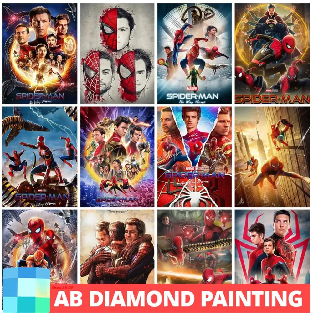 AB DIY diamant malířství spiderman ne způsob domácí plný výšivka marvel superhrdina mozaika malba 5D kamínky domácí dekorace