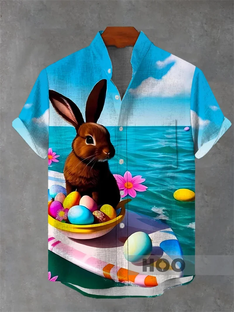 2025 하와이 열정적인 삼바 프린트 남성 비치 버클 여름 통기성 반팔 셔츠 패션 칼라