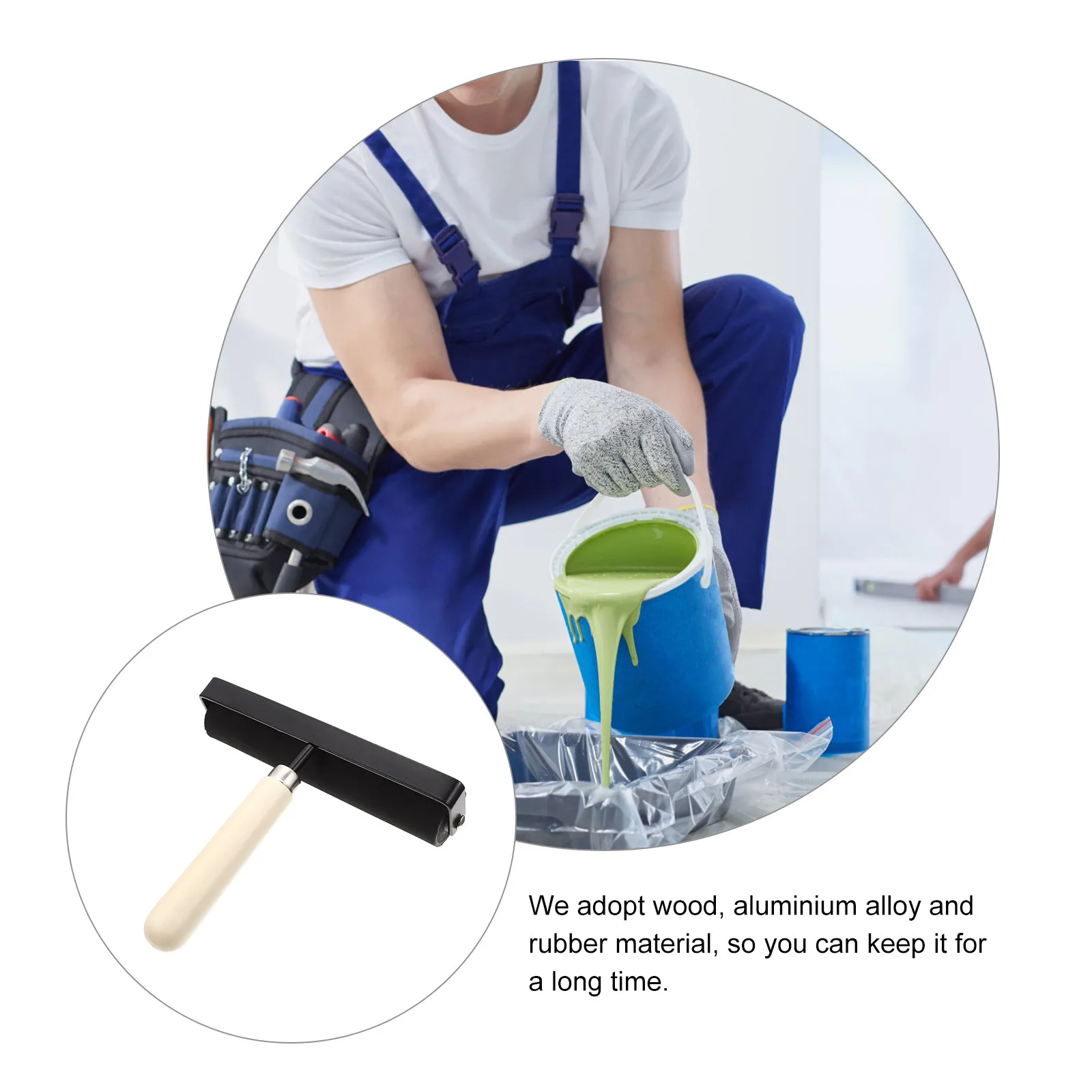 

Diamond Drawing Roller with Humanized Handle Wood Aluminium Alloy Rubber Reliable Creative Printing Ink Roller Art Craft Tool