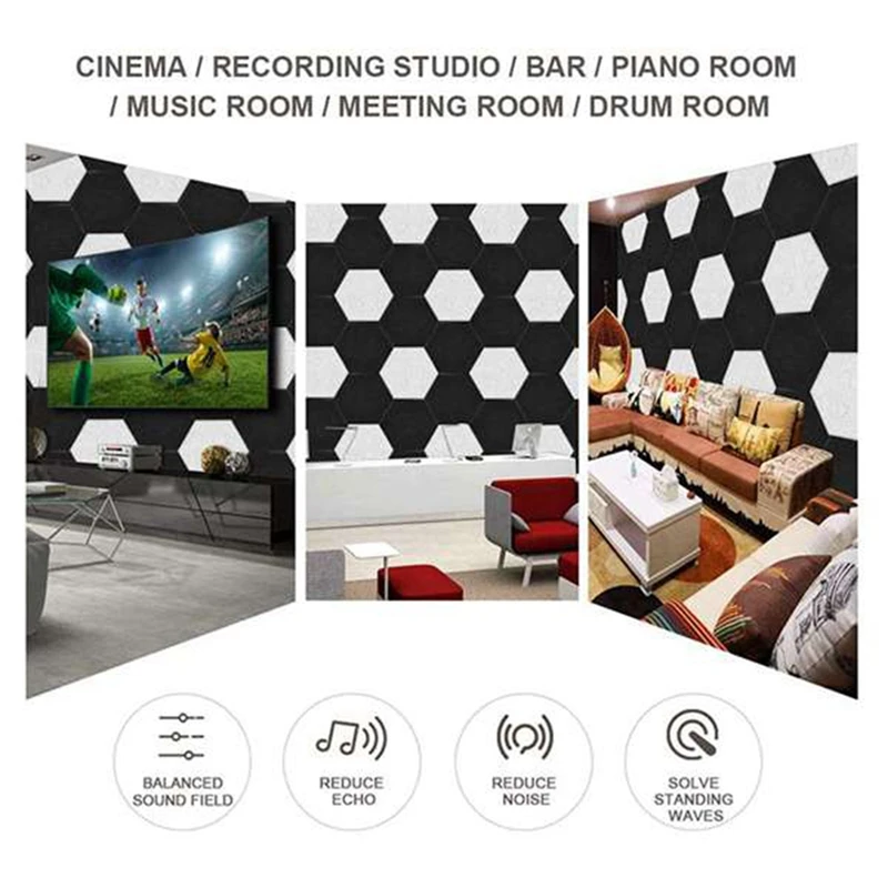 16 Pack Acoustic Panels,Hexagon Soundproof Wall Padding,Sound Dampening Panels,Beveled Edge Tiles,For Acoustic Treatment