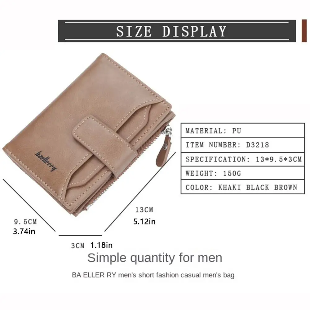 Multifunction Men's Short Wallet PU Leather Large Capacity Male Leather Purse Multi-position Ventilate Pocket Purse Outdoor