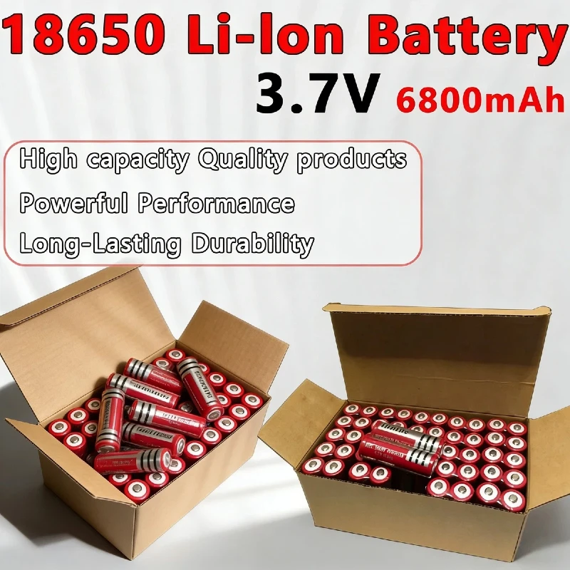 

18650 3.7V 6800mAh High Capacity Rechargeable Li-ion Battery Long Lasting for LED Flashlight Torch Electronic Devices