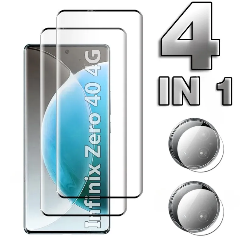 

4in1 3D Glass For Infinix Zero 40 4G Screen Protector HD Film Curved Tempered Glass For Infinix Zero 40 Soft Camera Lens film