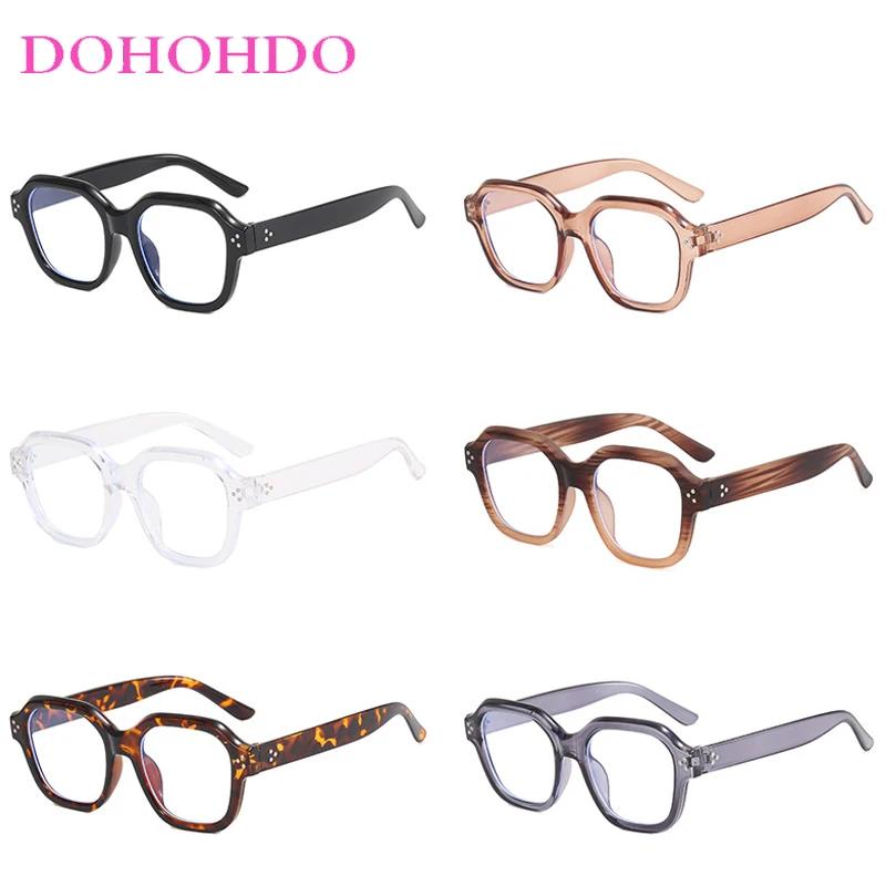 Classic Big Frame Square Rivets Decoration Optical Glasses Women Men Trendy Brand Designer Computer Anti-Blue Light Eyeglasses