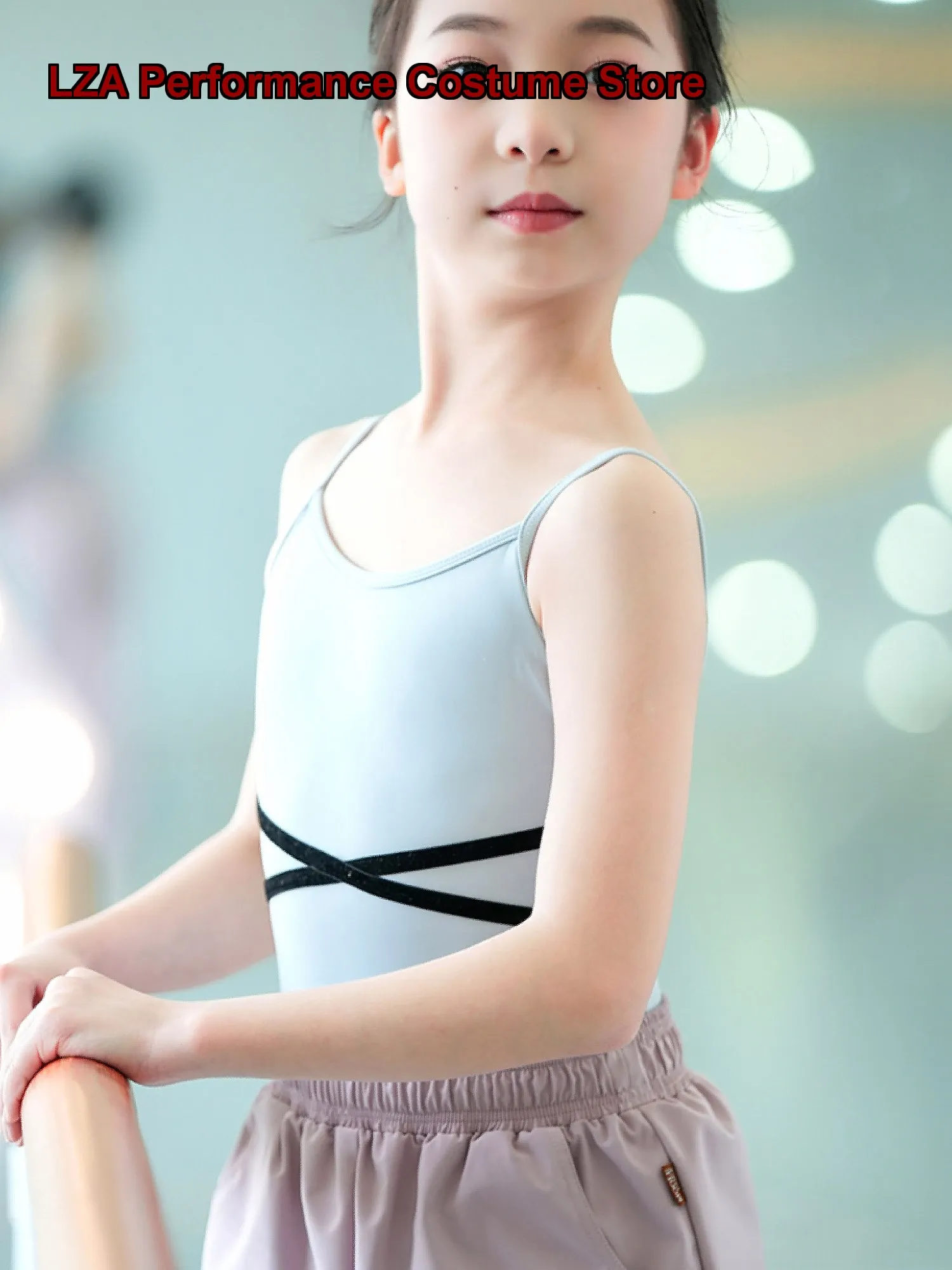 Children's Blue Dance Practice Girls' Performance Chinese Basic Training Camisole Gymnastics Kids