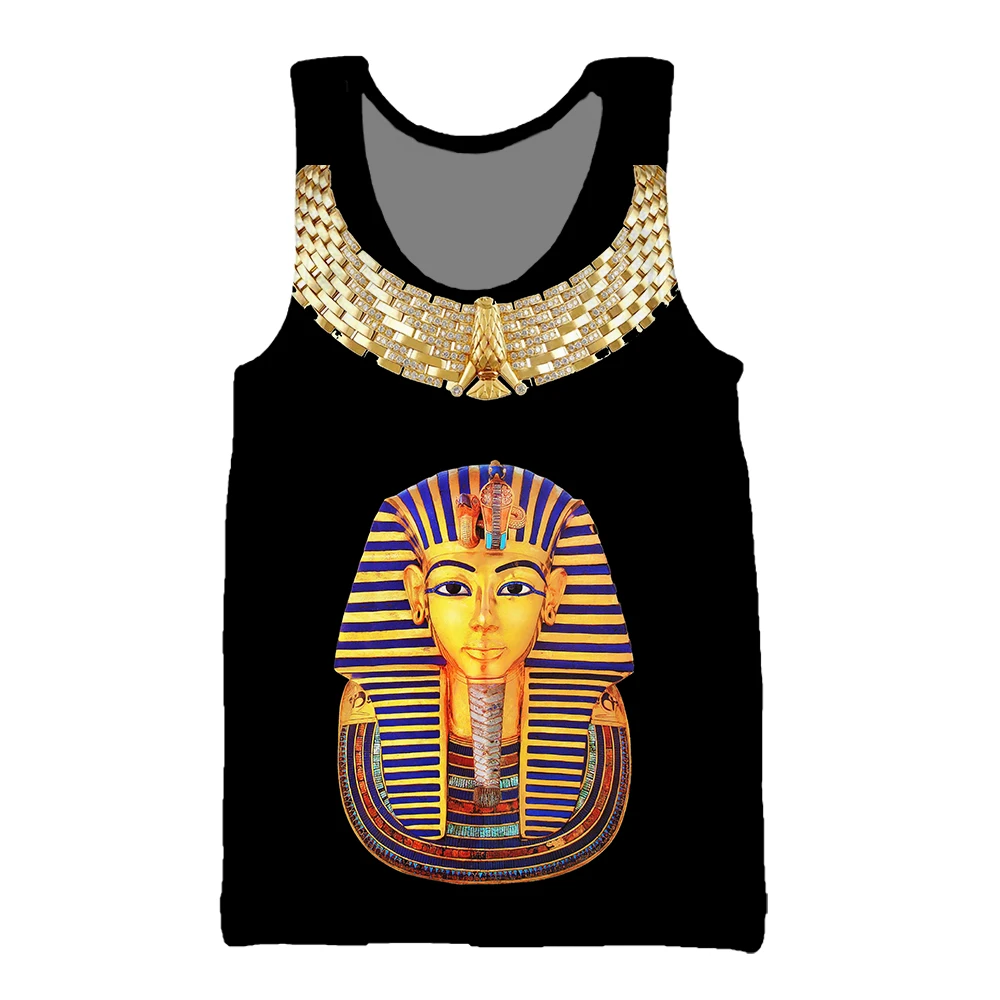 SONSPEE Egyptian Pharaoh Harajuku 3D Print Sleeveless Fashion Beach Vest Men Women Plus Size Hip Hop Kid Male Clothes Tank Tops