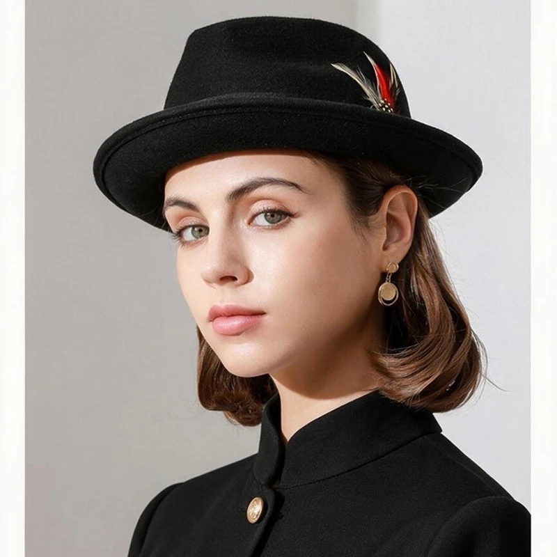 Fedora Hat For Men Women Wide Brim Elegant Felt Hats 57 59cm Autumn Winter Wedding Party Hat Unisex Jazz Wool Hat Festival Gift