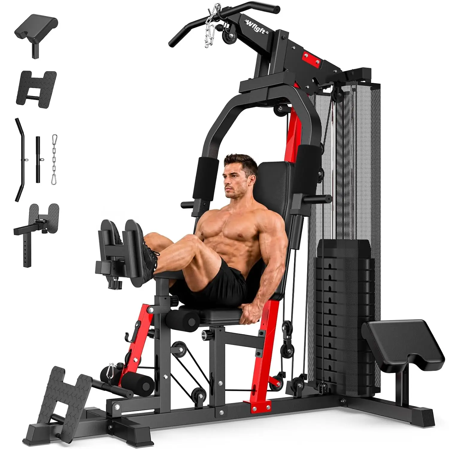 148lb Weight Stack Home Gym Machine for LAT Pulldown, Chest Press & Leg Extension, Custom