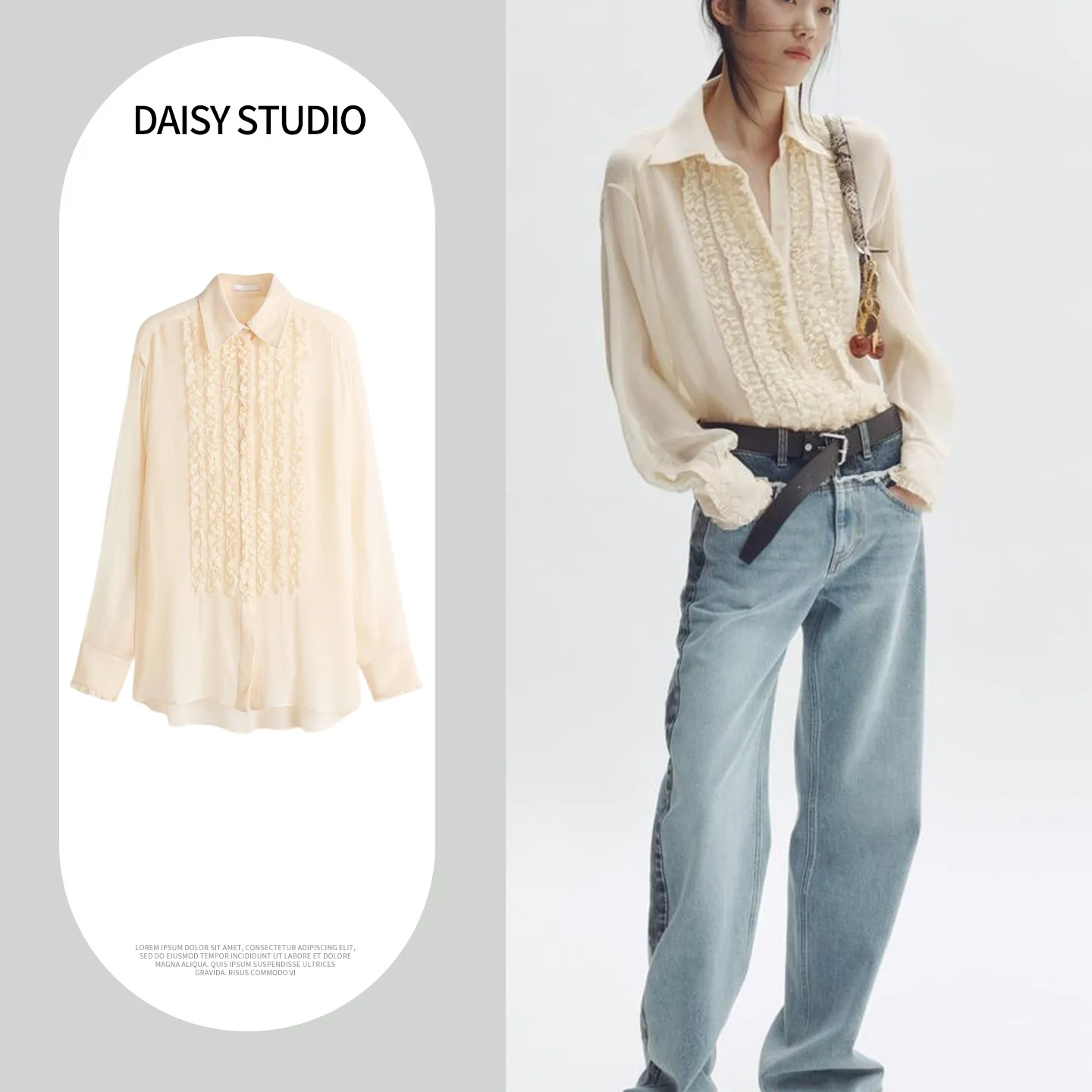 Spring Summer New Loose Fit Long Sleeve Shirt Women's Casual Style Polyester Fiber Breathable Comfortable A-Line Hem Blouse