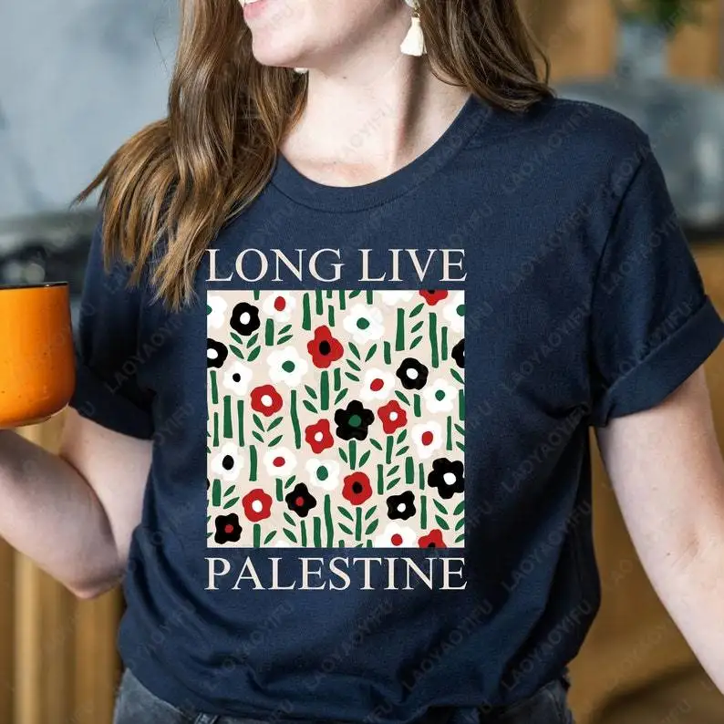 

Хлопковая футболка унисекс с традиционным палестинским узором Keffiyeh, летняя повседневная одежда с круглым вырезом для мужчин и женщин, хлопковые футболки