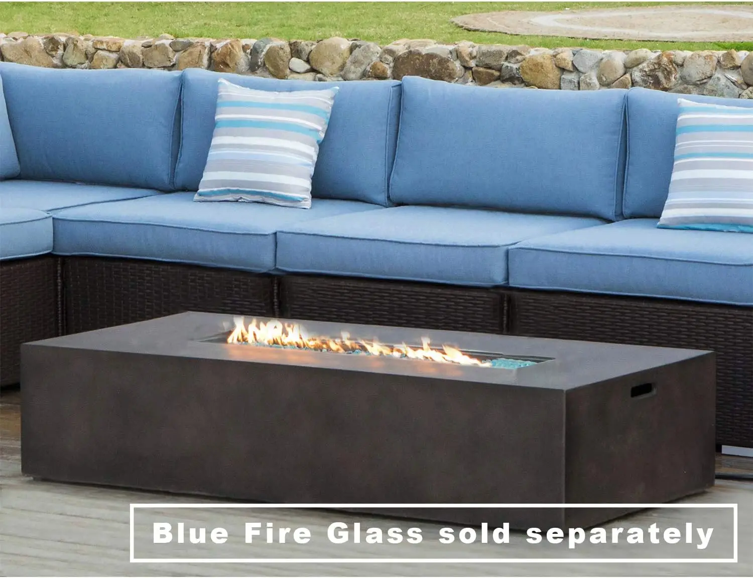 42-Inch Propane Gas Fire Pit Table, Outdoor Patio Firepit, 50,000 BTU, Includes Wind Guard & Fire Glass