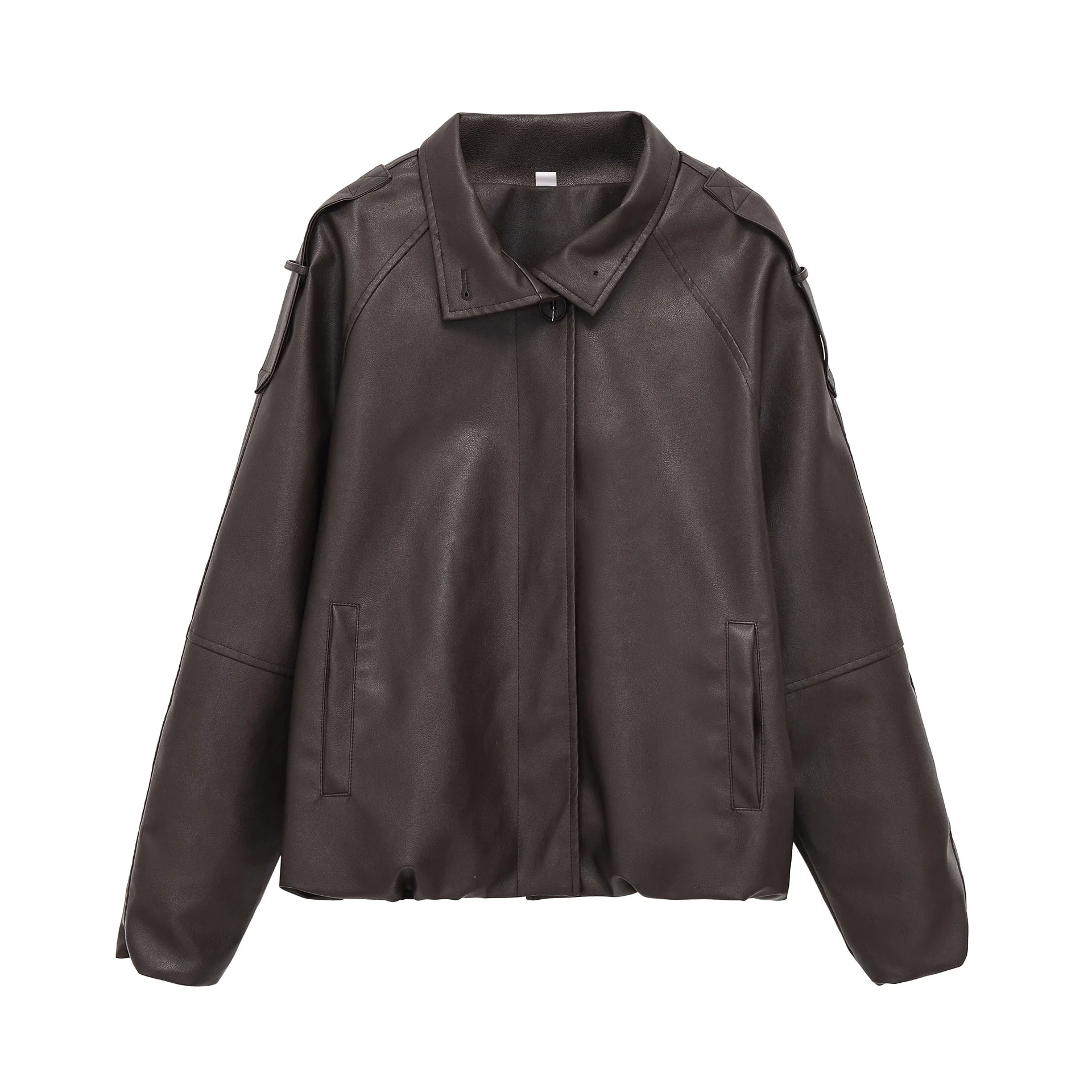 

Women's Fashionable Faux Leather Loose Casual Jacket Coat YUTN