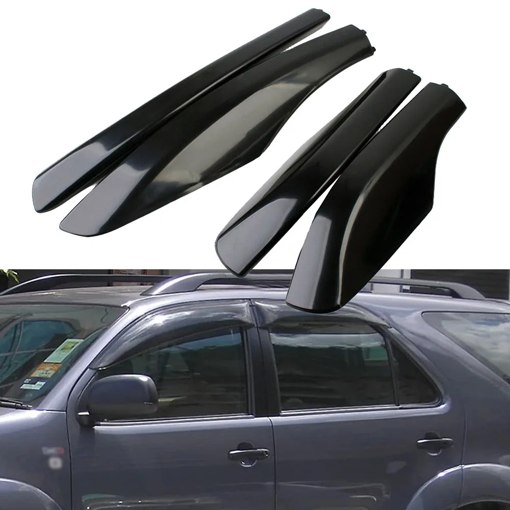 Black Roof Rack Leg Cover Roof Rack Bar Rail End Protection Cover Shell 4pcs For Toyota Fortuner AN50/AN60 Hilux SW4 2004-2015