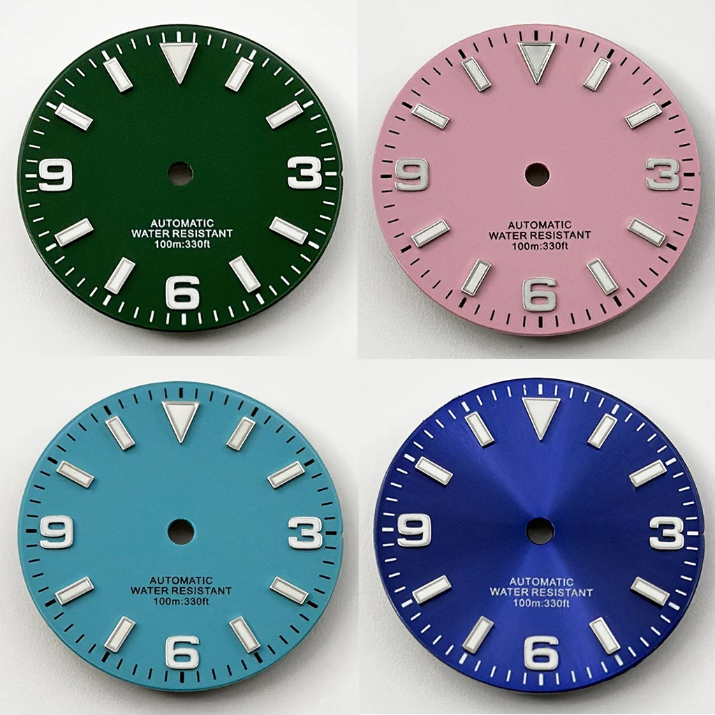 29mm Sky Blue Green Watch Dial Green Luminous For NH35 ETA 2824 2836 Miyota 8215 821A Mingzhu DG2813 3804 Seagull 1612 Movement