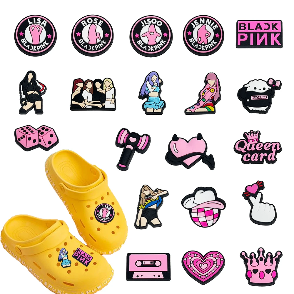 20pcs Hot Toys Cartoon Musical Theme Series PVC Shoes Accessories Fit with Hole Wristbands DIY Detachable Waterproof Gifts