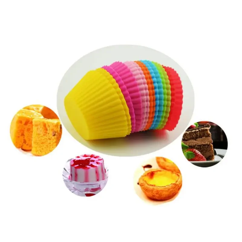 12pcs Silicone Muffin Cupcake Cups Mold  Cake Forms Cupcake Case Baking Pastry Tools Cake Decorating Tools Random Color