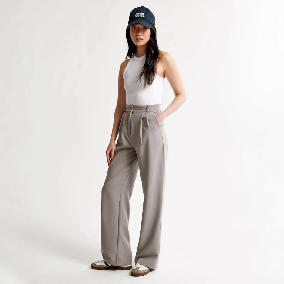 Spring And Summer New Versatile Commuter Straight-leg Pants, Thin Pockets, High Waist Wide-leg Pants, Casual Pants For Women