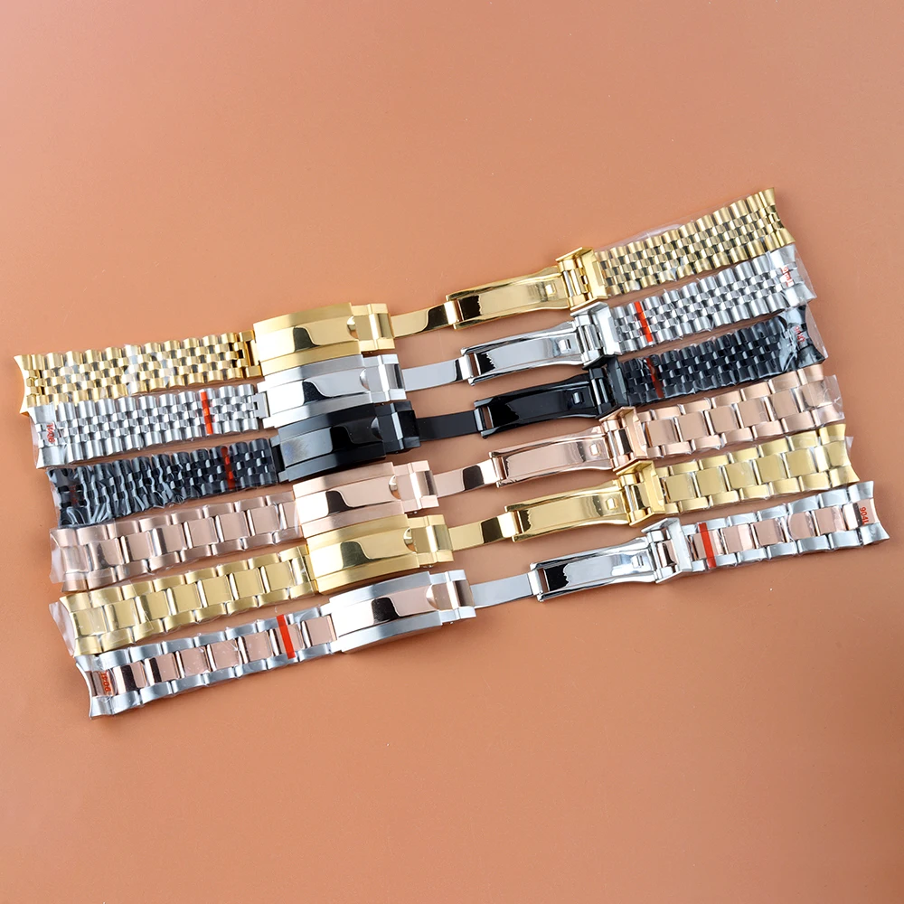 20mm Width 316L Solid Stainless Steel Strap Brushed Polished Oyster Jubilee Bracelet For Seiko NH35 NH36 Submariner Case