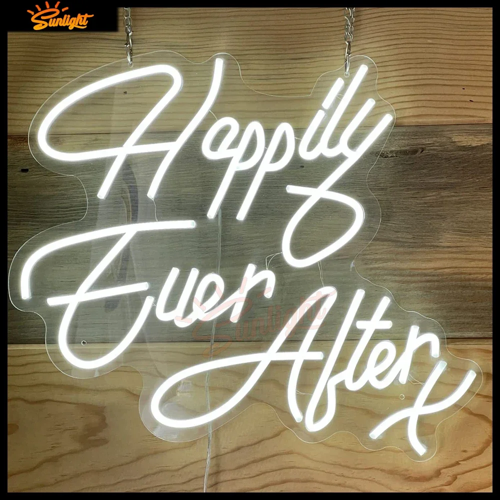 Big Happily Ever After LED Neon Light Sign for Wedding Wall Art Night Lamp Birthday Gift Wedding Party Neon Lamp Home Decor