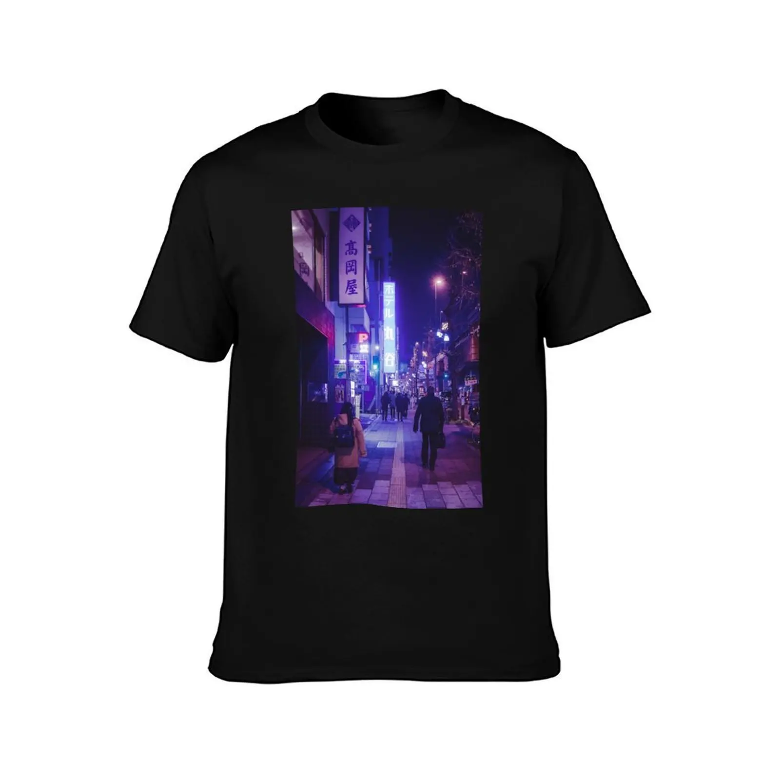 Retro Future- Japan Night Photo T-Shirt, Summer Casual Cotton Tee, Oversized Streetwear Tops, Vintage Graphic Print, 100% Cotton
