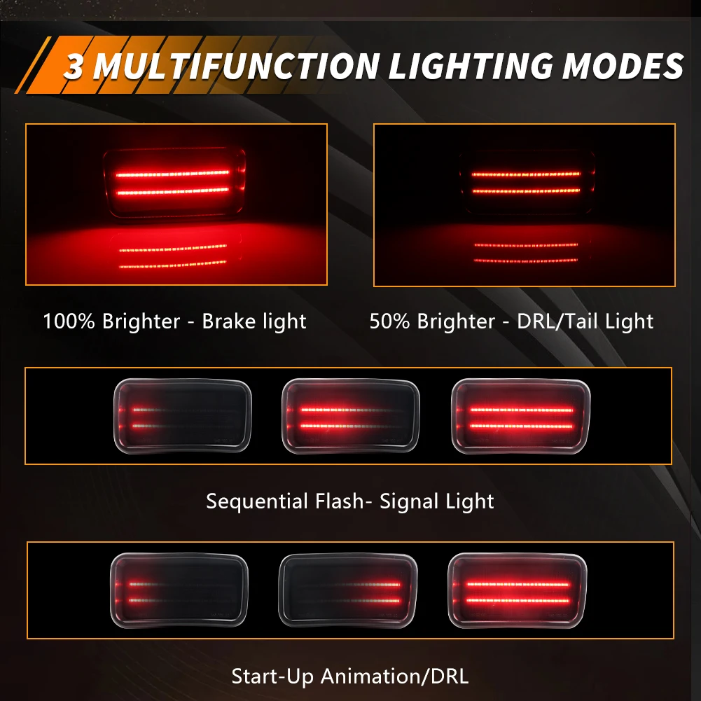 2Pcs For 1999 2000 2001 2002 2003 2004 Mitsubishi Montero Sport Rear Brake Light Tail Light Reflector Turn Signal Light W/LED view 3
