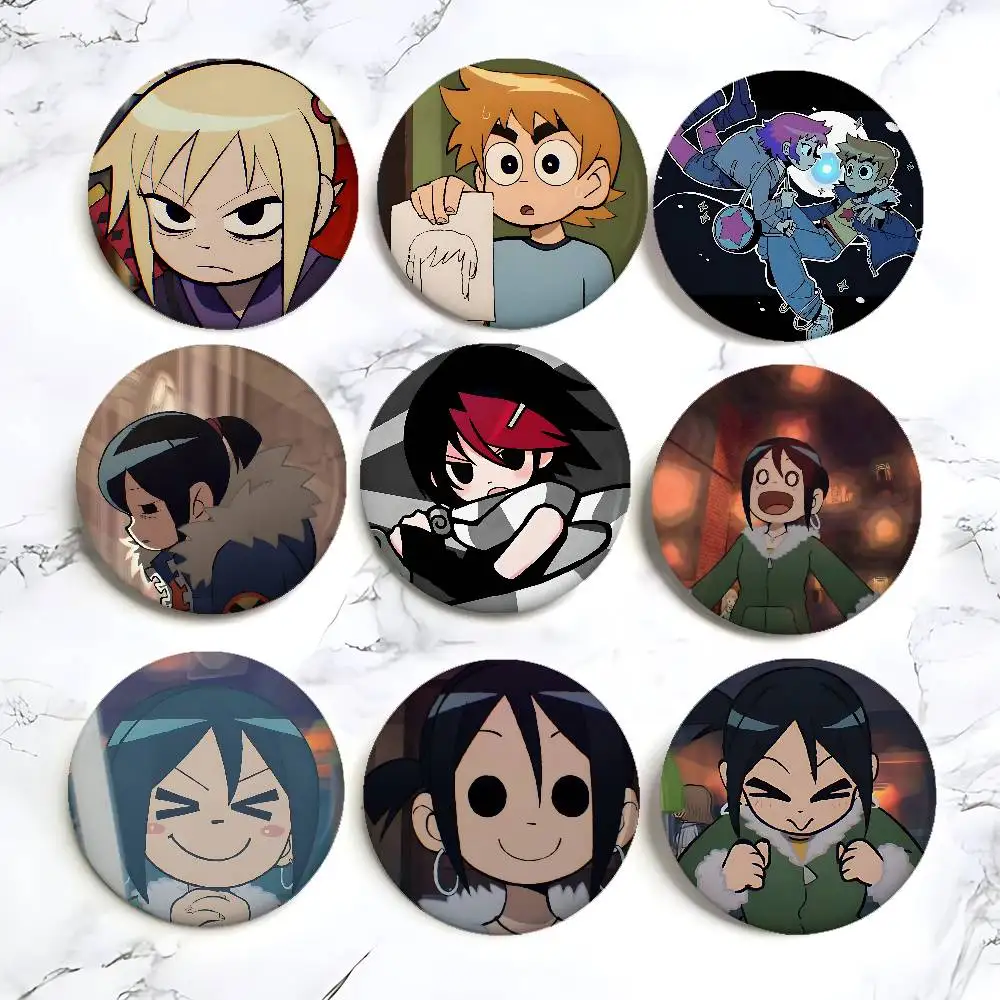 Anime Scott Pilgrim Takes Badges Tinplate Soft Button Pin Brooch Metal Badge Custom Jewelry Accessories Hat Bag Lapel