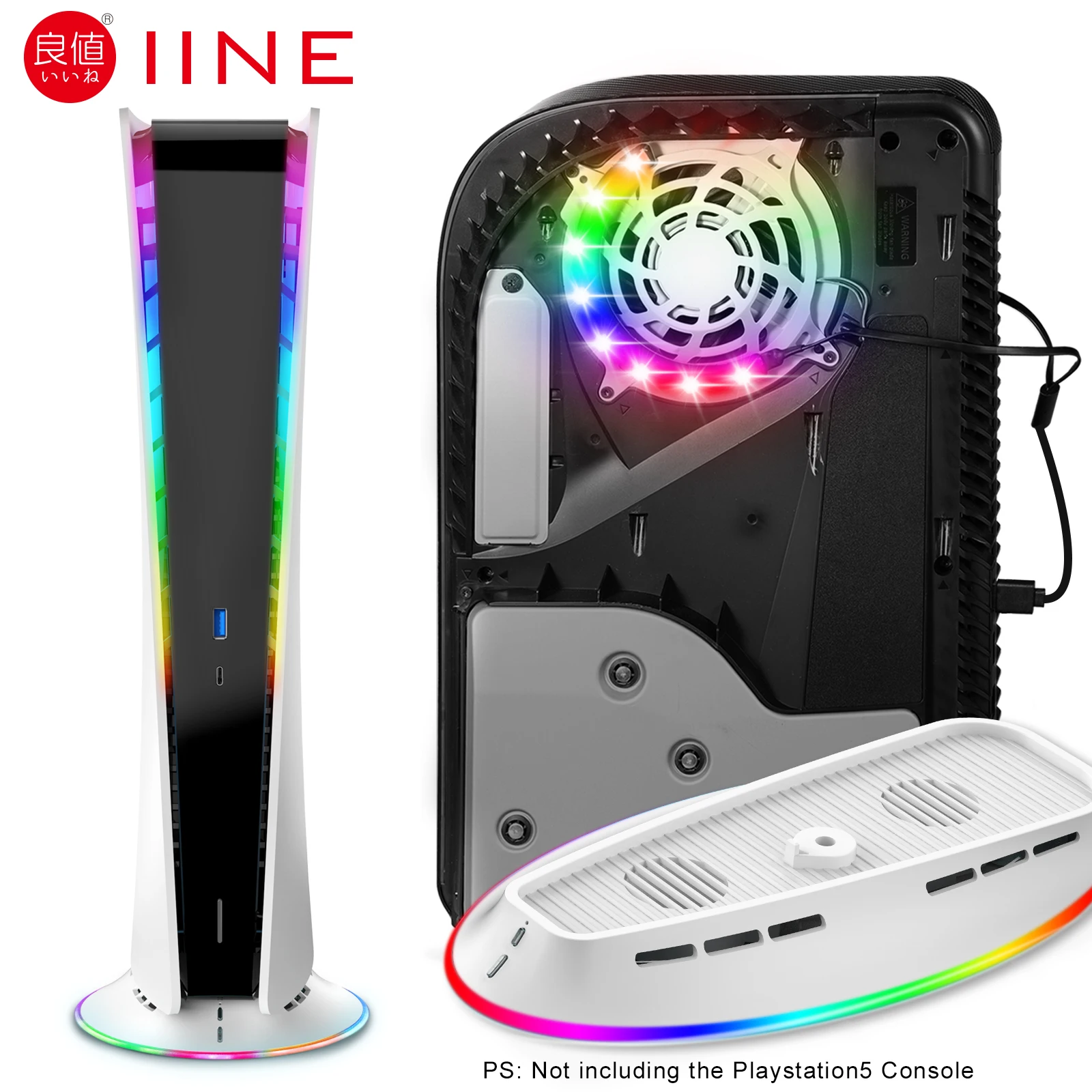 Imagem -02 - Acessórios de Refrigeração Iine Suporte Rgb Cooler Base Ventiladores com Luz Led Compatível com Playstation 2023