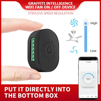 Tuya Wifi Mini DIY Ventilador Inteligente Velocidade Interruptor Ventilador De Teto Controlador Smart Life APP Controle Remoto de Voz Trabalhar com Alexa Google Home