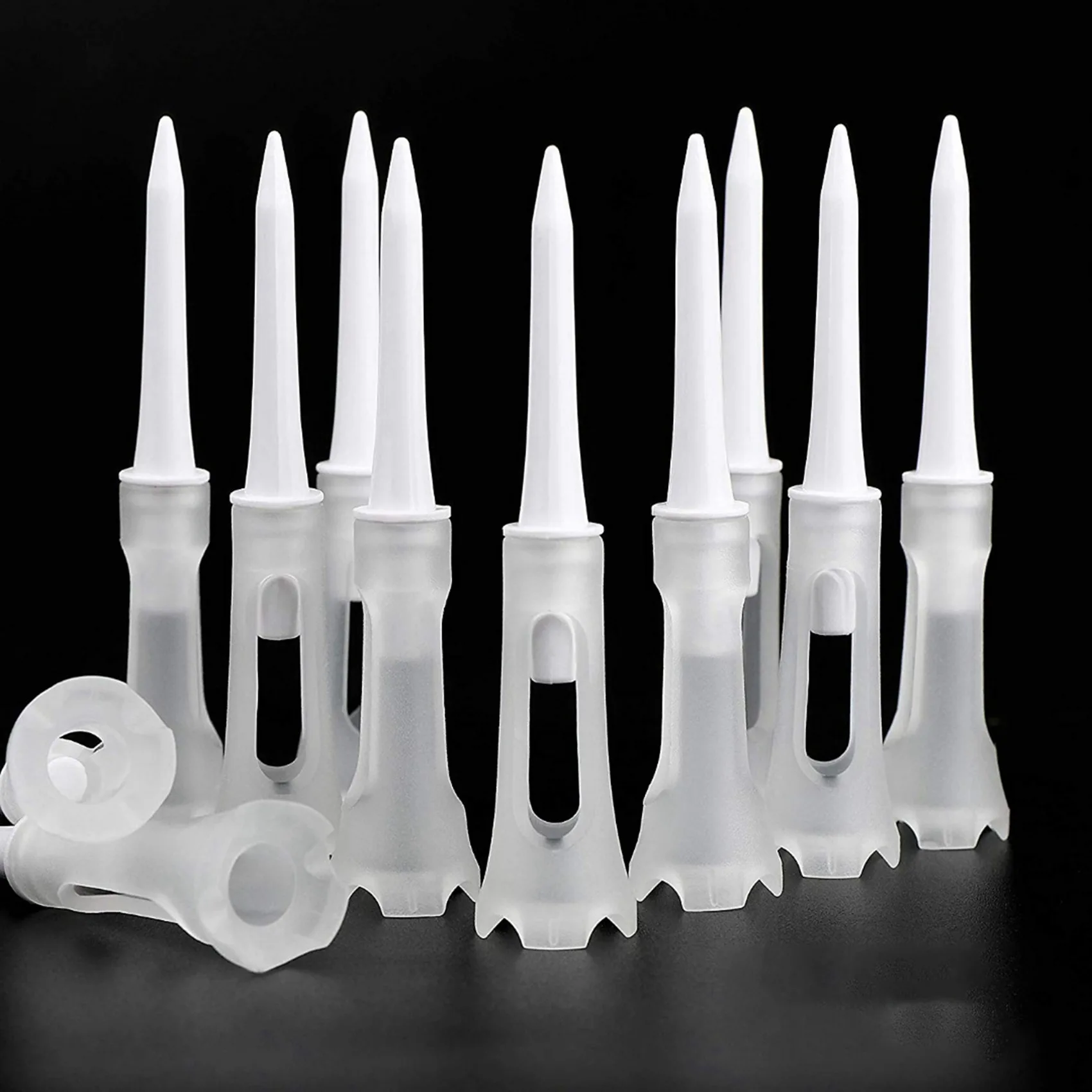 

ABVB-100Pcs Golf Tee Double Layer Plastic Ball Tee Soft Low Resistance Golf Seat Golf Training Tool White